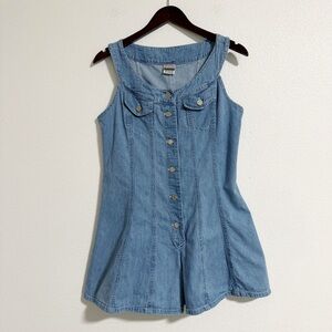 Vintage Y2K Memphis Denim Button Front Romper